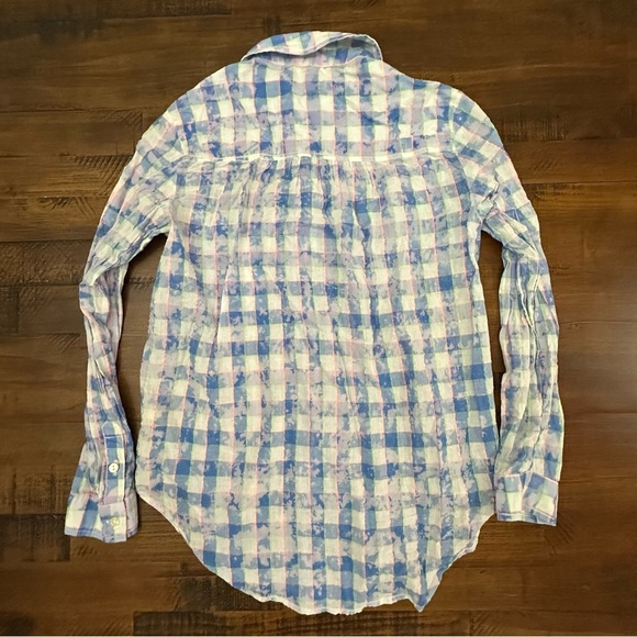 Pilcro Anthropologie Blue Tie Dye Buttondown Shirt X-Small XS - Picture 6 of 10